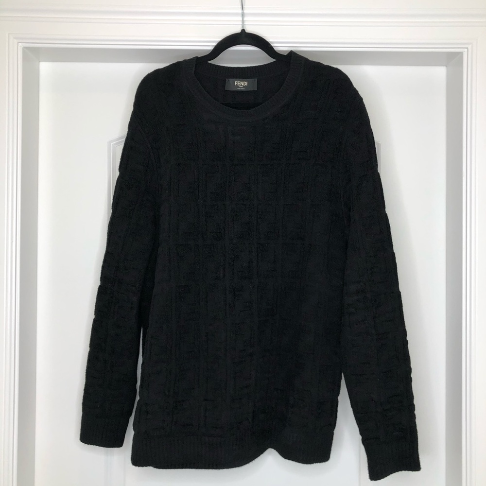 Black Men’s Fendi Textured FF Motif Sweater